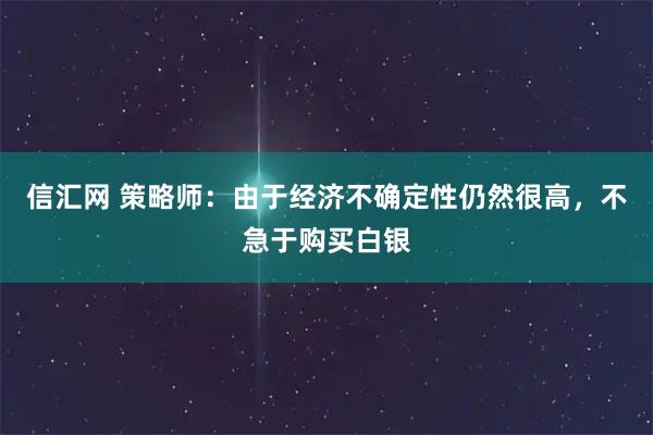 信汇网 策略师：由于经济不确定性仍然很高，不急于购买白银