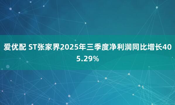 爱优配 ST张家界2025年三季度净利润同比增长405.29%